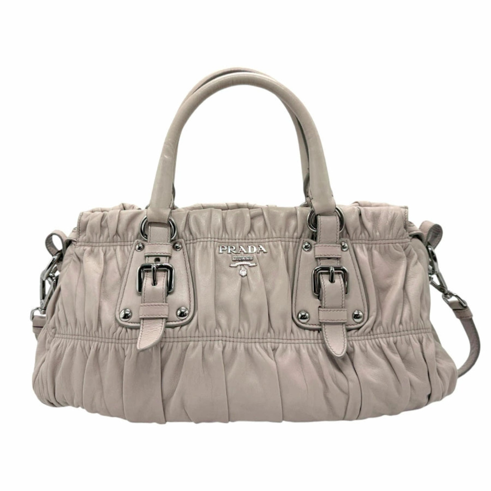Prada Nappa Gaufre handbag beige pomice gathered leather